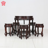 红木圆桌非洲酸枝木明式圆台 中式仿古红木圆形餐桌椅实木圆茶台