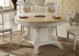 欧式法式实木大理石餐桌椅组合带转盘可订做电磁炉酒店会所大圆桌