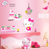 凯蒂猫 kitty猫墙贴卧室儿童房间卡通装饰品床头贴画创意墙面贴纸