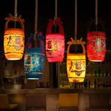 彩色艺术酒吧灯具创意单头个性小吊灯美式吧台奶茶店橱窗木桶吊灯