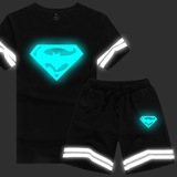超人大战蝙蝠侠复仇者联盟夏男短袖T恤套短裤反夜光衣服电影周边
