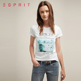 ESPRIT香港正品代购 EDC 女士 全棉多色印花短袖T恤-066CC1K086