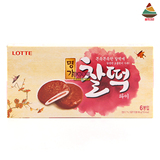 韩国进口食品零食乐天巧克力夹心打糕186g糯糯的巧克力打糕