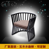 新中式实木围椅 酒店会所样板房休闲洽谈单人沙发鸟笼圈椅子家具