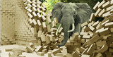 3D立体大象大型壁画 壁纸墙布 儿童房背景无纺布墙纸儿童乐园壁纸