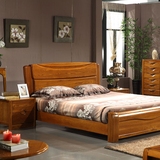 包邮实木床1.8现代中式榆木双人床单人床1.5米储物高箱床卧室家具