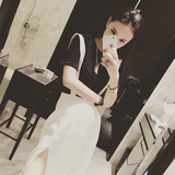 香港代购 2016夏季新款女装背带裙韩版白色开叉中长款高腰裙子潮
