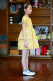 韩国原单lili夏季女童中大童儿童薄款梭织棉碎花连衣裙 2色选