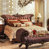 美式布艺床 欧式床 卧室双人床 1.8米实木床 橡木床 别墅大床婚床