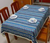地中海桌布 长方形波西米亚条纹餐桌布蓝色布茶几棉麻民族风布料