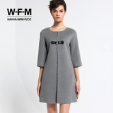 W－F－M羊毛呢外套中长款时尚欧美秋薄款呢子大衣女修身H4238