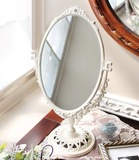 韩国进口代购 白色台式化妆镜 梳妆镜 复古装饰镜子 化妆台双面镜