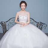 婚纱礼服2016新款 新娘结婚韩式显瘦一字肩大码齐地双肩孕妇婚纱