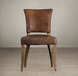 特价 美式餐椅子 复古做旧实木简约餐椅子 仿古酒店软包餐椅子