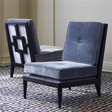现代简约新中式客厅沙发椅实木休闲椅单人沙发布艺镂空中国风家具
