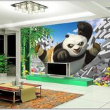 卡通3D功夫熊猫壁画4D无缝客厅卧室儿童房壁画绿色环保墙纸无缝布