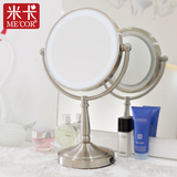 米卡LED化妆镜 新品上市  欧式8英寸带灯镜子 双面台式梳妆镜