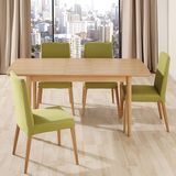 北欧实木可伸缩餐桌 简约现代餐桌椅组合6人小户型原木色折叠饭桌