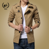 【EKUZU】韩版男士修身男西服外套单排扣西装潮男中长款休闲西服