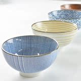 小米饭碗日式和风陶瓷碗釉下彩手绘小碗艺术餐具创意小汤碗包邮