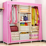 简易储物衣服柜子组装简约收纳迷你女士粉红色布艺衣架衣柜衣橱柜