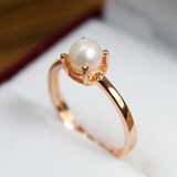 天然珍珠戒指 925银戒指女日韩版 简约 镀18k玫瑰金情人节礼物
