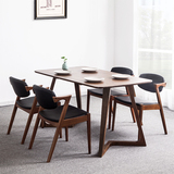 爱家佳 白橡木北欧餐桌椅简约现代纯实木饭桌子胡桃木色餐厅家具