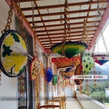 幼儿园环境装饰挂件走廊吊顶手工竹编织圆圈链条区角隔断悬挂吊饰