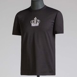 DG杜嘉班纳男装法国正品代购2016春夏新款黑色皇冠刺绣圆领T恤