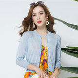 华哥弟情女装2016夏韩版开衫纯色七分袖外搭短款薄开衫外套空调衫