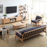 长友家具橡木沙发全实木组合北欧日式简约原木小户型 橡木沙发