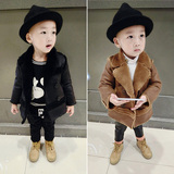 童装2015新款儿童男童冬装皮衣宝宝加绒羊羔毛加厚皮夹克外套韩版