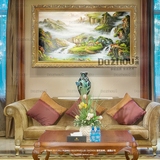 现代客厅有框装饰画沙发背景墙艺术壁画山水聚宝盆风景油画