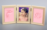 包邮欧式三折新生儿手模宝宝手足印套装手印泥纪念品 婴儿手脚印