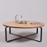 简约新中式圆形纯实木茶桌子现代创意客厅休闲茶几铁木结构可定制