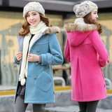 新款韩版少女冬装毛呢外套高中学生加厚加绒棉衣外套毛领呢子大衣