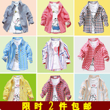 男童衬衫长袖外套春秋季婴儿童装英伦薄款女宝宝格子衬衣0-1-3岁2
