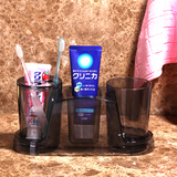 日本SP SAUCE牙刷架套装水平放置塑料牙具座组合带漱口杯子