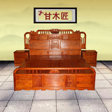 甘木匠 中式古典红木家具非洲花梨木双人床1.8米全实木黄花梨大床
