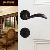 贝尔维帝铜锁简约欧美式门锁室内仿古黑色门锁分体房门锁纯铜