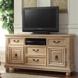 美式乡村风化白实木做旧小电视柜 法式欧式复古多抽屉卧室电视桌
