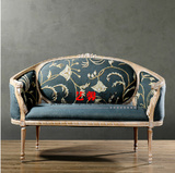 美式新古典双人沙发欧式法式沙发椅做旧沙发酒店会所实木家具定制
