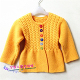 纯手工编织 毛衣新款长袖羊毛衫韩版女孩儿童园领裙摆式长款开衫