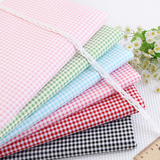 田园直径约4mm小方格子斜纹纯棉床品布料-粉色/蓝色/绿色红色黑色