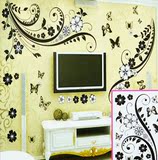 3D立体墙贴黑白花立体墙贴蝴蝶装饰贴电视墙壁纸贴客厅立体贴纸画
