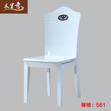 韩式田园白色橡木餐椅 现代中式家用靠背椅 实木餐椅客厅吃饭椅子