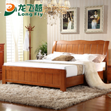 现代中式实木床1.8米高箱储物床橡木双人床1.5米现代纯全实木婚床