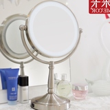 妆镜化妆镜 LED镜子欧式圆形8英寸带灯镜子双面放大台式梳
