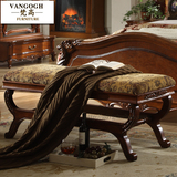 欧式床尾凳全实木美式换鞋长凳布艺中式床榻卧室小沙发凳子1.4米