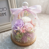 永生花玻璃罩礼盒DIY创意进口七彩玫瑰保鲜花情人节生日礼物顺丰